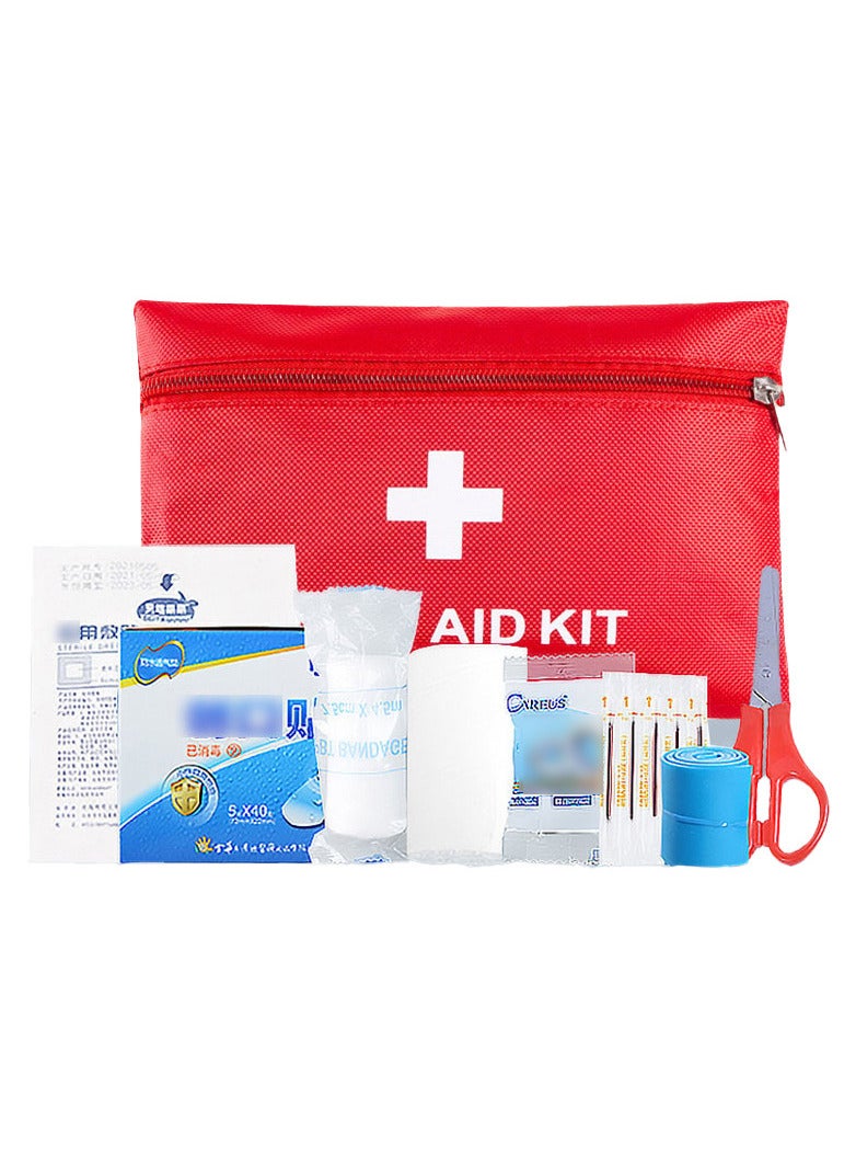 Mini First Aid Kit Small Emergency Survival Kit Medical Trauma Kit Bag Includes Bandage Tablets Cotton Swabs First Aid Guid for Travel Home Office Car Hiking Camping Survival, 18 Pack