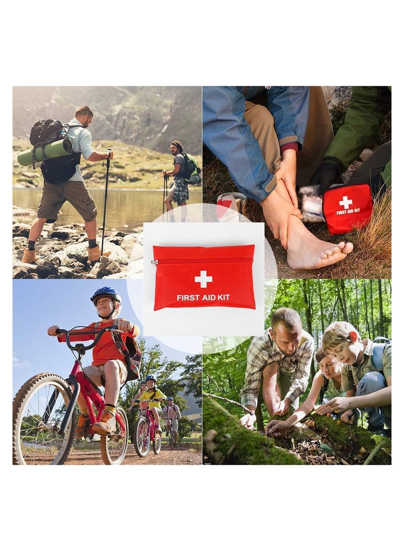 Mini First Aid Kit Small Emergency Survival Kit Medical Trauma Kit Bag Includes Bandage Tablets Cotton Swabs First Aid Guid for Travel Home Office Car Hiking Camping Survival, 18 Pack