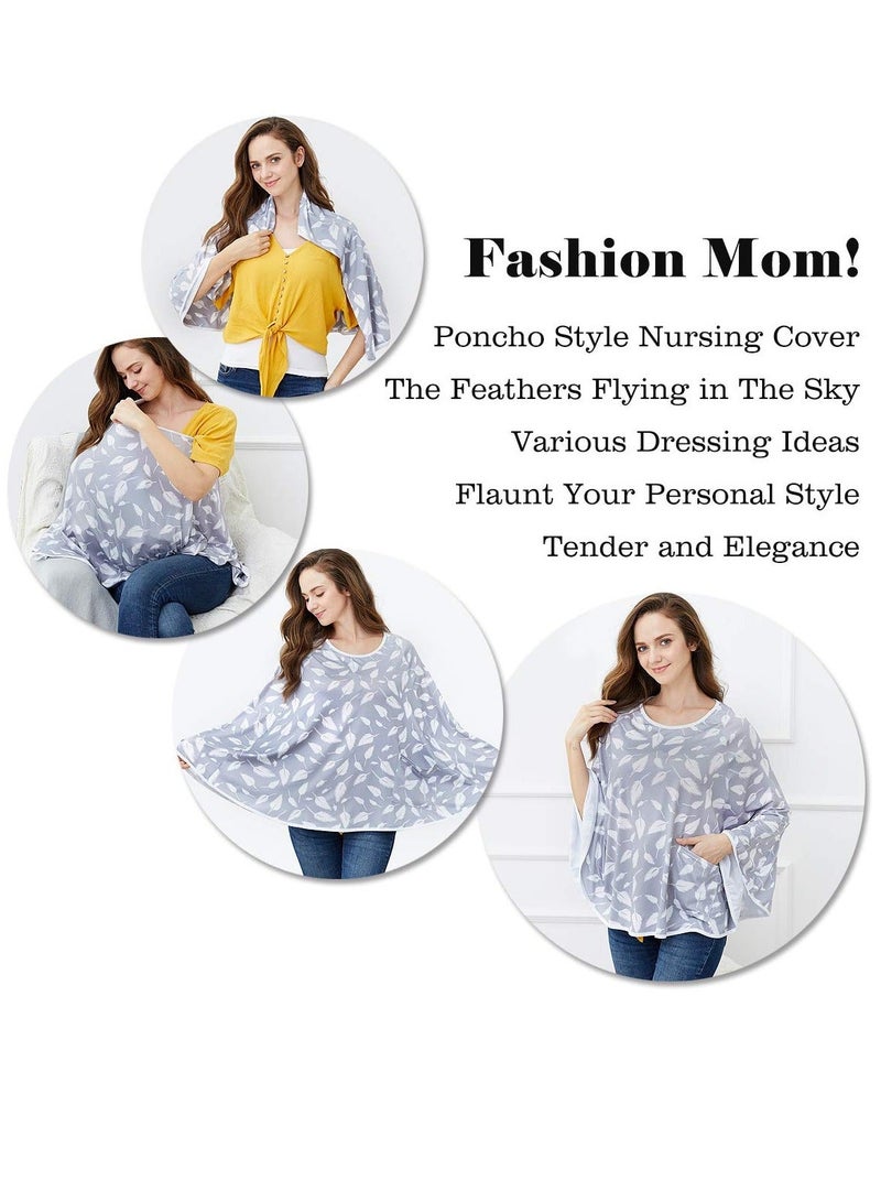 Baby Nursing Cover & Poncho, Multi Use for Car Seat Canopy, Shopping Cart Cover, Stroller 360° Full Privacy Breastfeeding Coverage, Shower Gifts Boy Girl