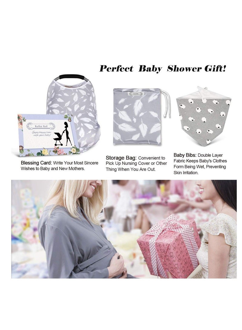 Baby Nursing Cover & Poncho, Multi Use for Car Seat Canopy, Shopping Cart Cover, Stroller 360° Full Privacy Breastfeeding Coverage, Shower Gifts Boy Girl