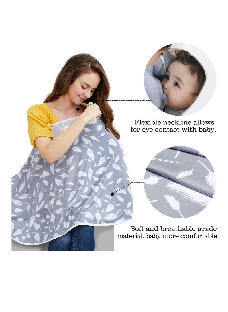Baby Nursing Cover & Poncho, Multi Use for Car Seat Canopy, Shopping Cart Cover, Stroller 360° Full Privacy Breastfeeding Coverage, Shower Gifts Boy Girl