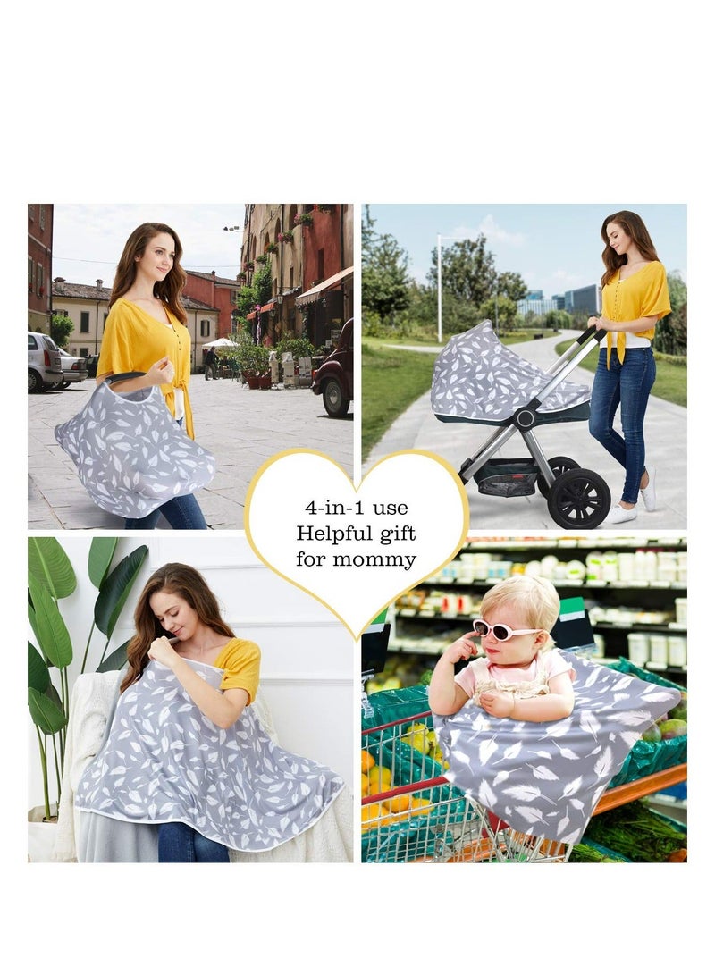 Baby Nursing Cover & Poncho, Multi Use for Car Seat Canopy, Shopping Cart Cover, Stroller 360° Full Privacy Breastfeeding Coverage, Shower Gifts Boy Girl