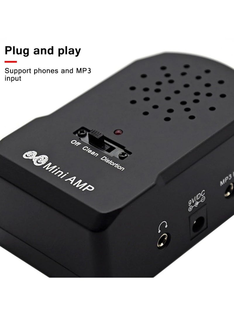 Rechargeable Guitar Headphone Amp with Big Speaker, Mini Guitar Amplifier with Clean, Chorus, Overdrive, Distortion, and Wah Effects for Portable Play