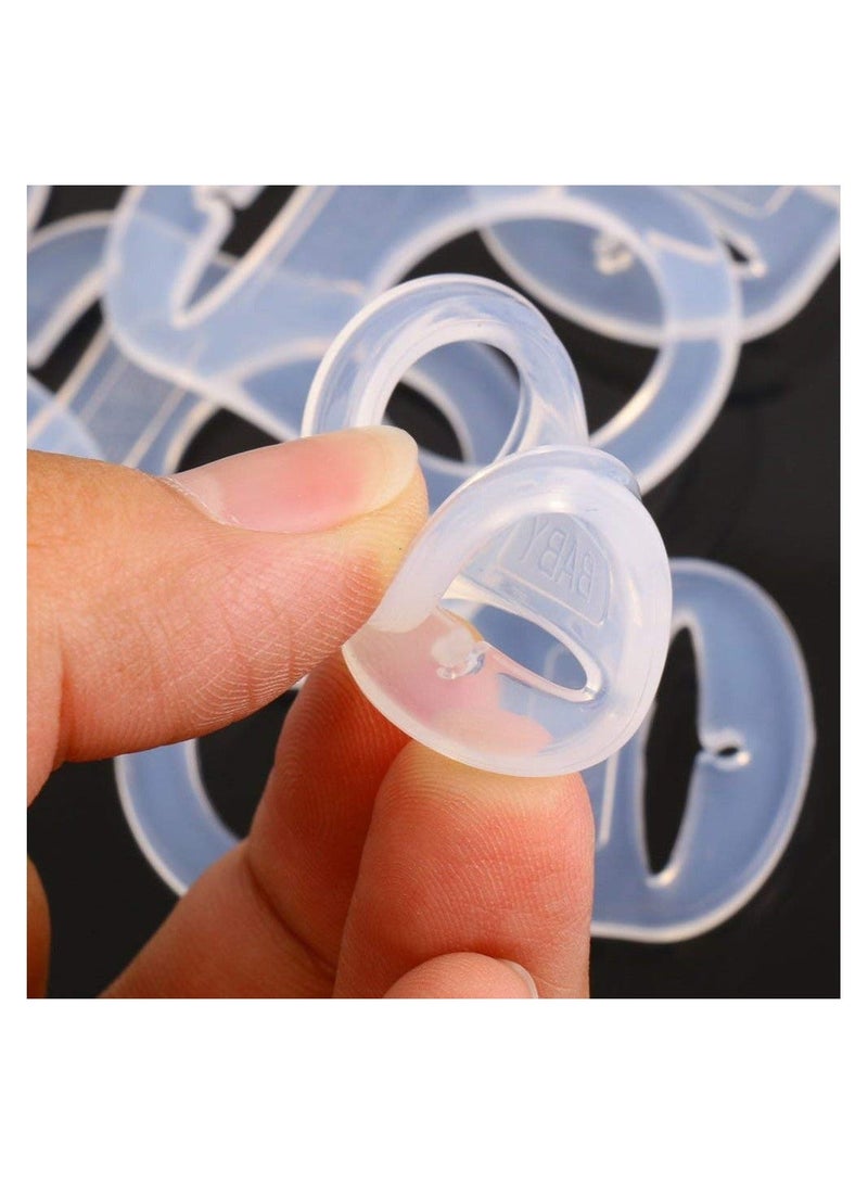 Soft Silicone Baby Pacifier Clips Holders, Transparent Adapter Rings Holder Nipple Rings, Soother Teething Ribbon Clip, 15Pcs