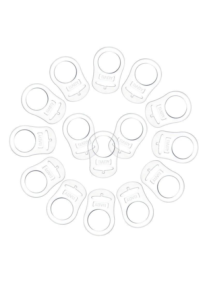 Soft Silicone Baby Pacifier Clips Holders, Transparent Adapter Rings Holder Nipple Rings, Soother Teething Ribbon Clip, 15Pcs