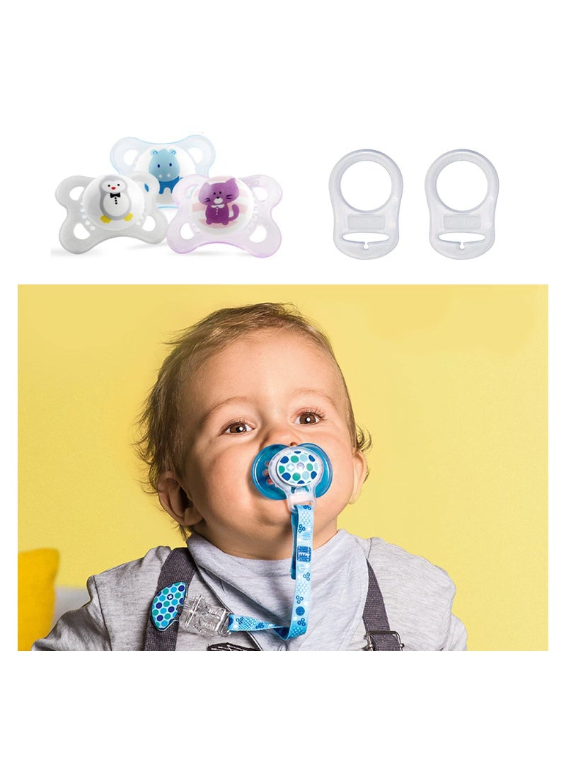 Soft Silicone Baby Pacifier Clips Holders, Transparent Adapter Rings Holder Nipple Rings, Soother Teething Ribbon Clip, 15Pcs