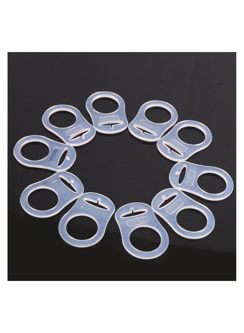 Soft Silicone Baby Pacifier Clips Holders, Transparent Adapter Rings Holder Nipple Rings, Soother Teething Ribbon Clip, 15Pcs