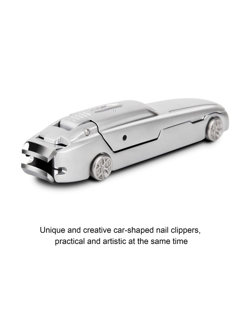 Nail Clipper Set, Creative Car Styling Stainless Steel Fingernail Cutters, Splash-Proof Design with Beautiful Metal Case, Box and File, for Pedicure, Men & Women