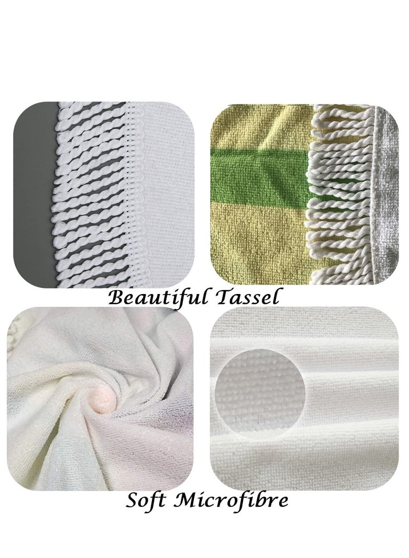 SYOSI Round Beach Towel Blanket with Tassels 150cm Large Beach Towel Soft Absorbent Fast Dry Microfiber Beach Blanket for Men and Women Travel Swimming Pool Beach Round Picnic Table Mat