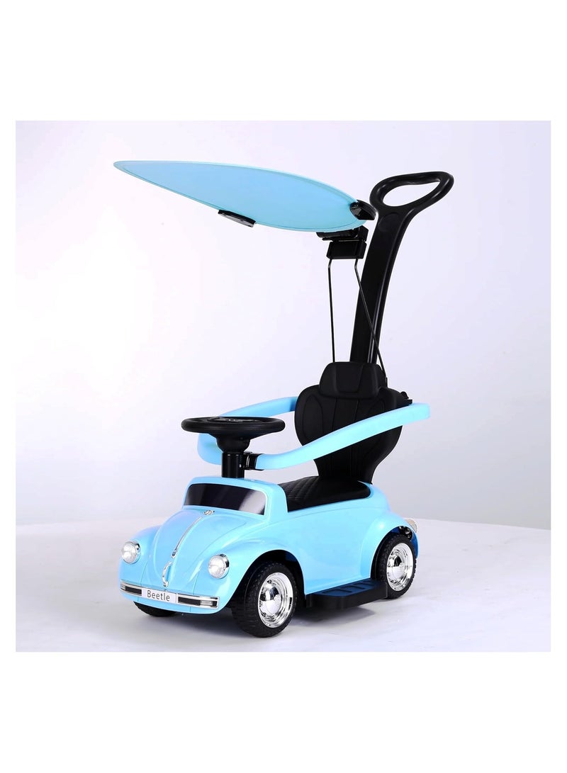 Toddler Ride-On Toy Walk-Along Toy Car with Handle Bar | Push Ride on Car for Kids, Ride on baby Car with Music, Light & Parental Handle Suitable for Kids to 1 to 4 Years Boys Girls Blue