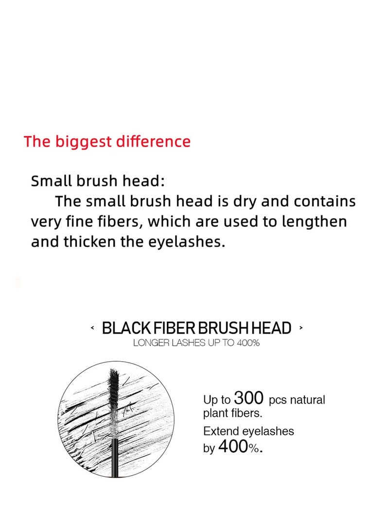 Double Head Mascara, 2 in 1 Mascara, with Big and Small Brush, for Fine Short Eyelash, Smudge-proof, No Clumping, No Flaking, Waterproof Extra Long Lash Eyelashes, Voluminous Eyelashes