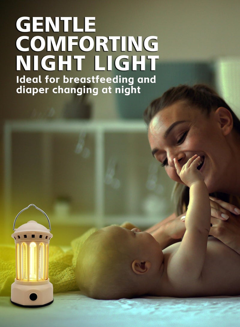 Poweruck Rechargeable LED Camping Lantern with 3 Adjustable Light Modes, IPX4 Waterproof Lightweight Electric Outdoor Lamp, Portable Lanterns for Power Outages, Beige