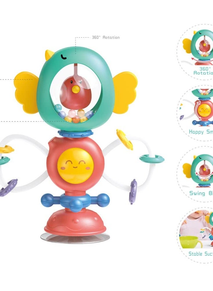 Baby Toys, High Chair Suction Cup Rattle Toys for Sensory Play | Suitable for Boys & Girls Ages 3 Months+ | Color: Blue