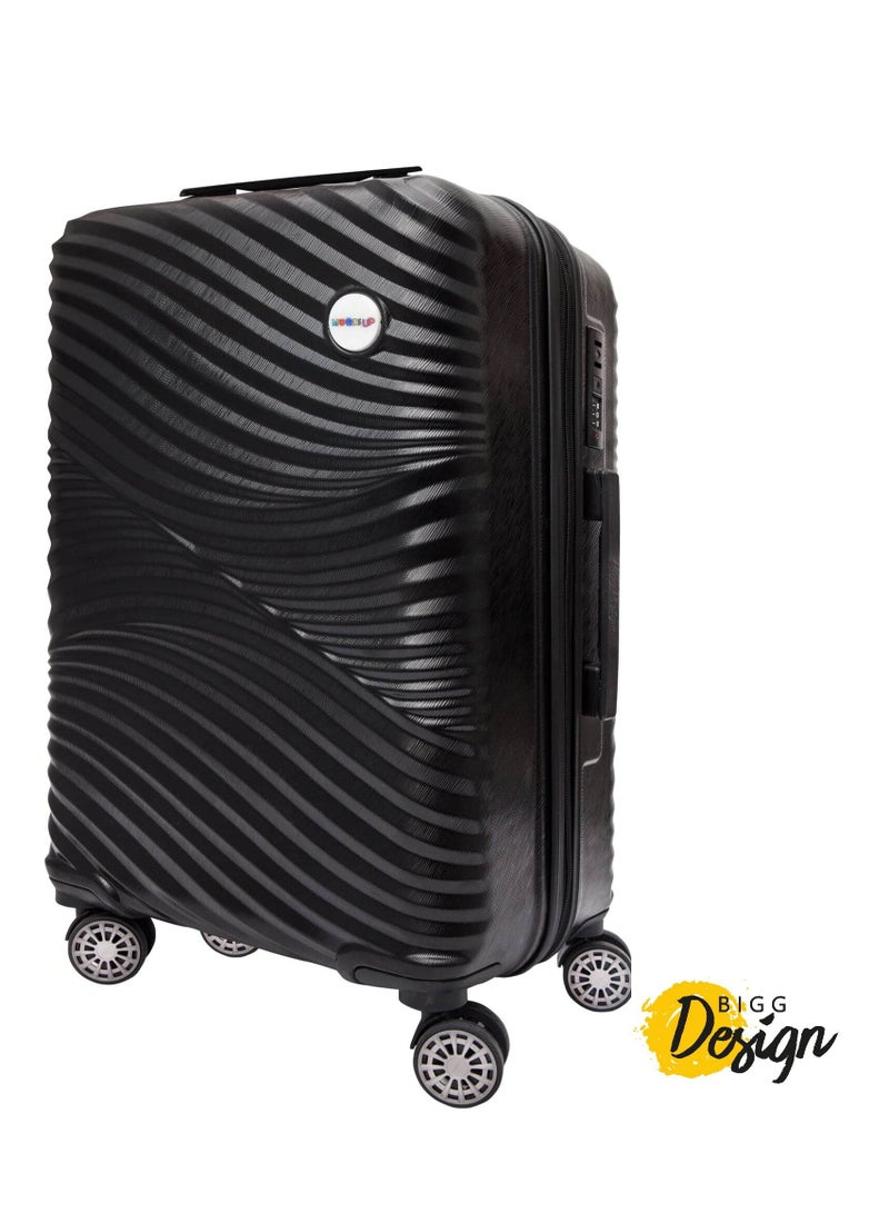 Biggdesign Lightweight Moods Up Carry On Luggage with Spinner Wheel and Lock System Black