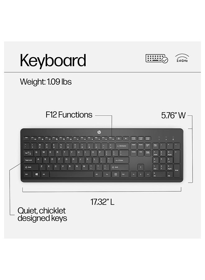 230 Wireless Keyboard and Mouse Combo Set, 1600 Dpi, English, 18H24AA#ABV Black