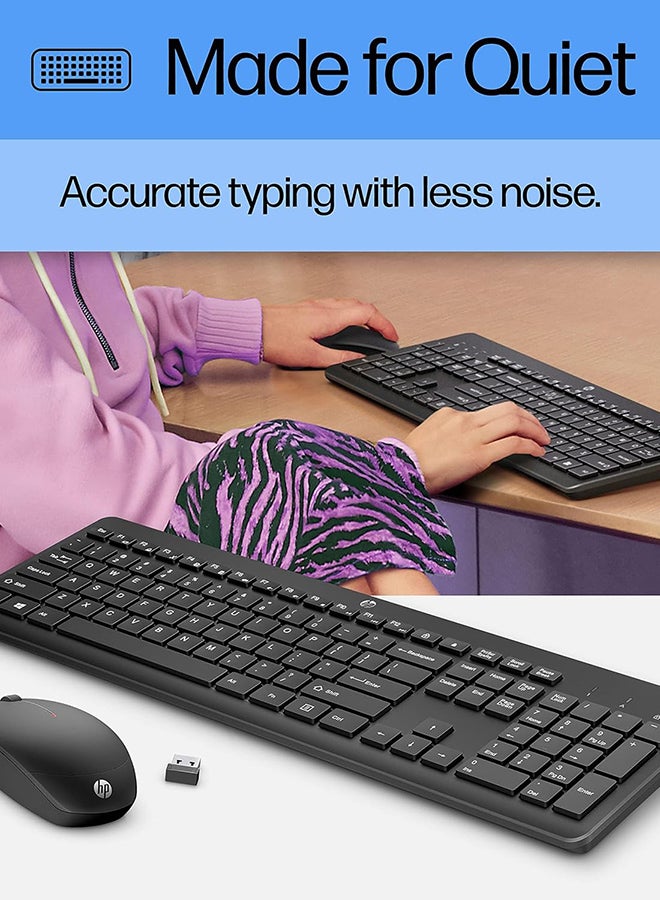 230 Wireless Keyboard and Mouse Combo Set, 1600 Dpi, English, 18H24AA#ABV Black