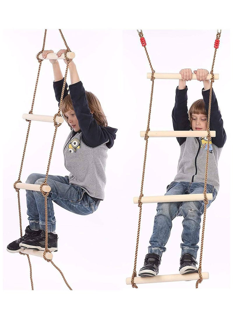 RBWTOYS Climbing Rope Ladder for Kids,Wood Hanging Rope Ladder with Straps,for Playground Outdoor Tree House Swing Rope Ladder