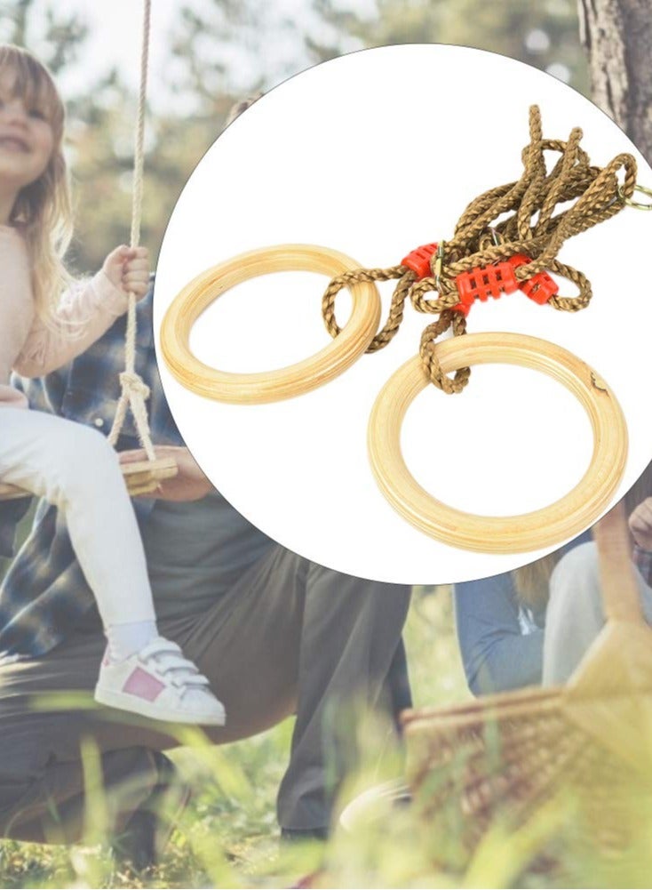 RBWTOYS Wooden Swing, Wooden Ring with Rope Wooden Gymnastics Swing for Cross‑Fitting