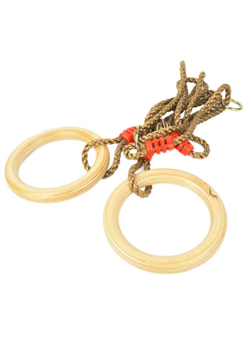 RBWTOYS Wooden Swing, Wooden Ring with Rope Wooden Gymnastics Swing for Cross‑Fitting