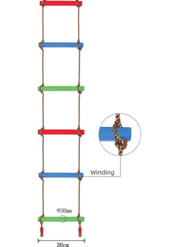 RBWTOYS Rope Ladder for Kids Multicolor 6.6 FT- Outdoor or Indoor Climbing Rope Ladder - Ladder for Backyard, Playground, Home Gym, Basement, Treehouse, Jungle Gym, playroom, Children's Room