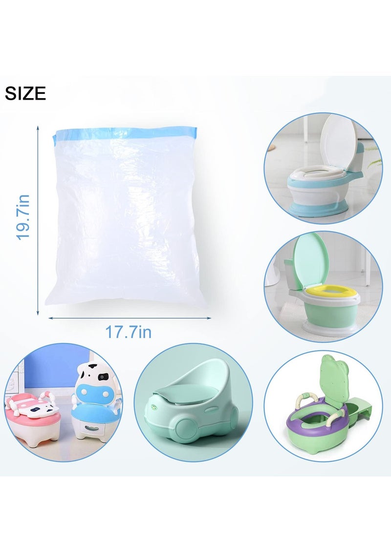 90Pcs Portable Potty Chair Liners with Drawstring Bags Disposable, Travel Universal Toilet Seat Cleaning Bag for Kids Toddlers Outdoors Blue