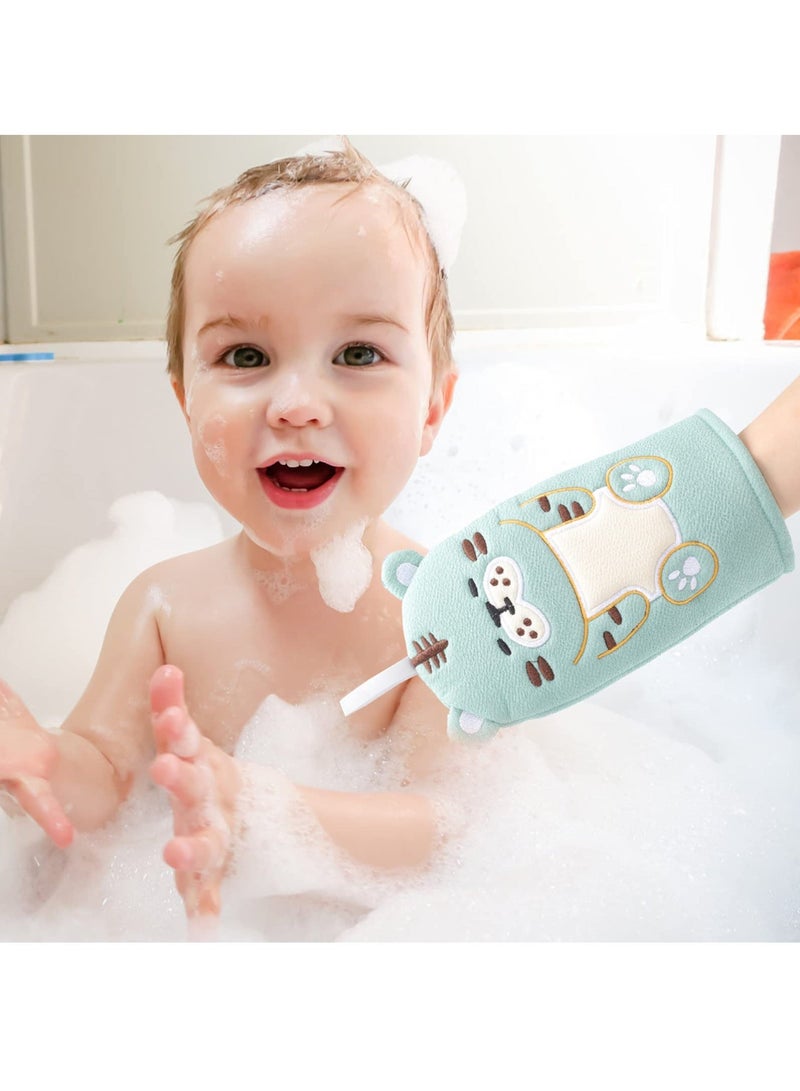 2Pcs Baby Bath Mitt Washcloths Gloves Designed in Nice Lovely Animal Style Puppet Kids Wash for Toddler Cleaning Skin