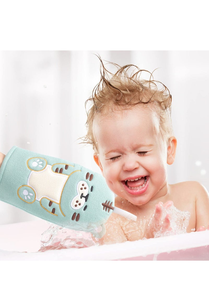 2Pcs Baby Bath Mitt Washcloths Gloves Designed in Nice Lovely Animal Style Puppet Kids Wash for Toddler Cleaning Skin