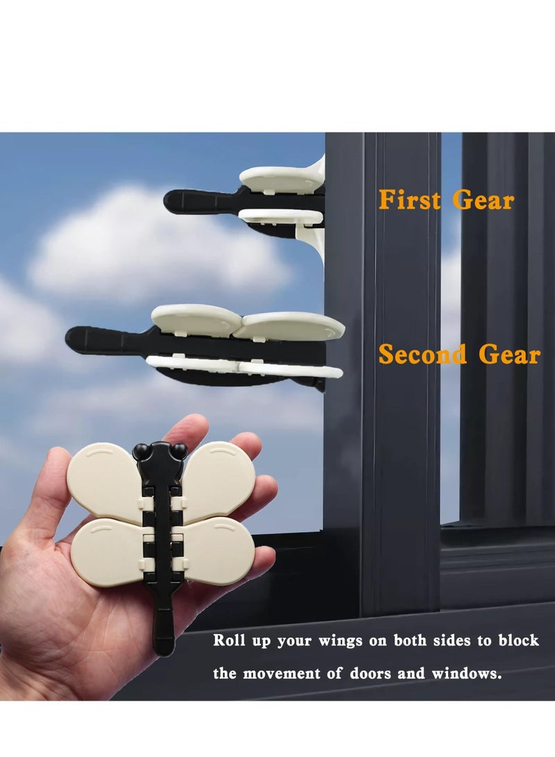 Sliding Glass Door Child Lock - 4 Pack Baby Safety Slide Window Locks for Kids Proof Patio Closet Doors No Drilling Tools Needed (Blue)