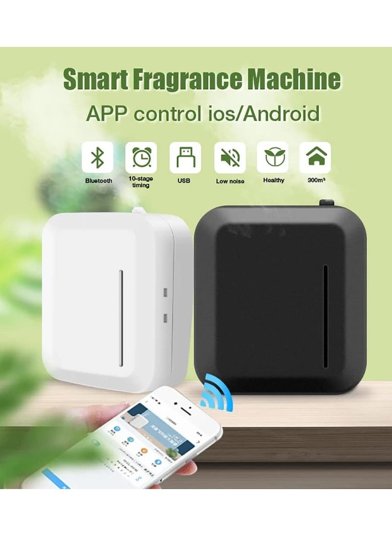 Square Essential Oil Diffuser, 150ml Capacity Intelligent Aromatherapy Diffuser, Bluetooth APP Controlled Aromatherapy Diffuser, 10 Segment Timer, Hangable and Desktop,White