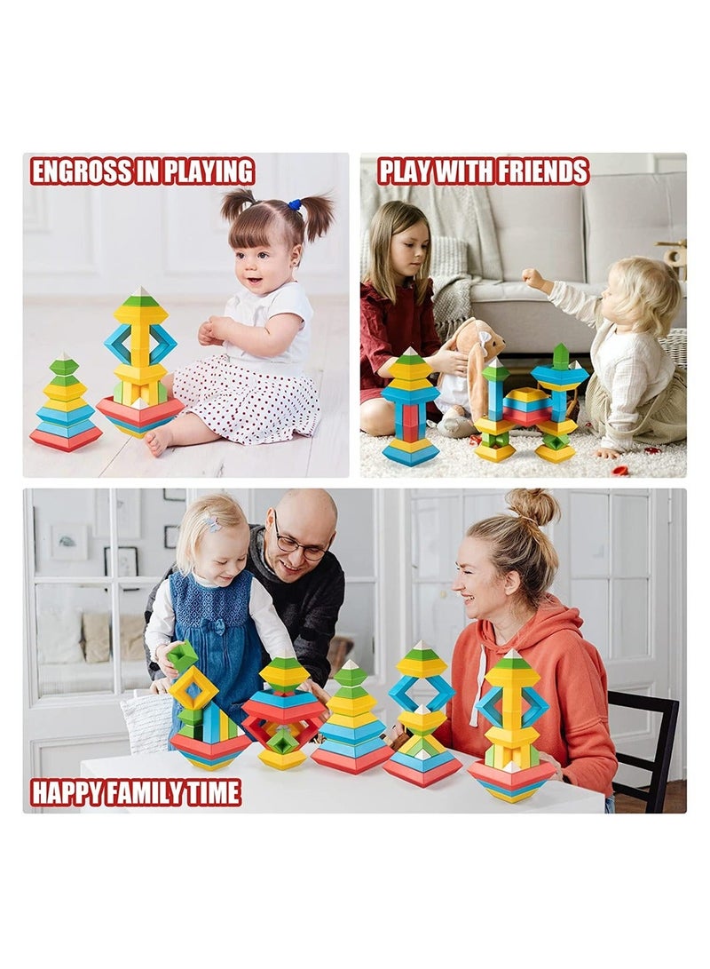 Stacking Toys for Toddlers, Montessori 1 2 3 4 5 Year Old Girls Boys Preschool Learning Activities, 30Pcs Building Blocks Educational STEM Sensory Gifts Kids