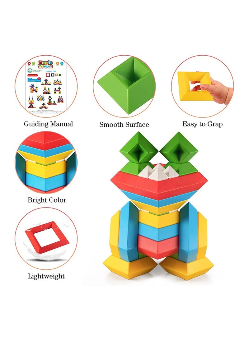 Stacking Toys for Toddlers, Montessori 1 2 3 4 5 Year Old Girls Boys Preschool Learning Activities, 30Pcs Building Blocks Educational STEM Sensory Gifts Kids