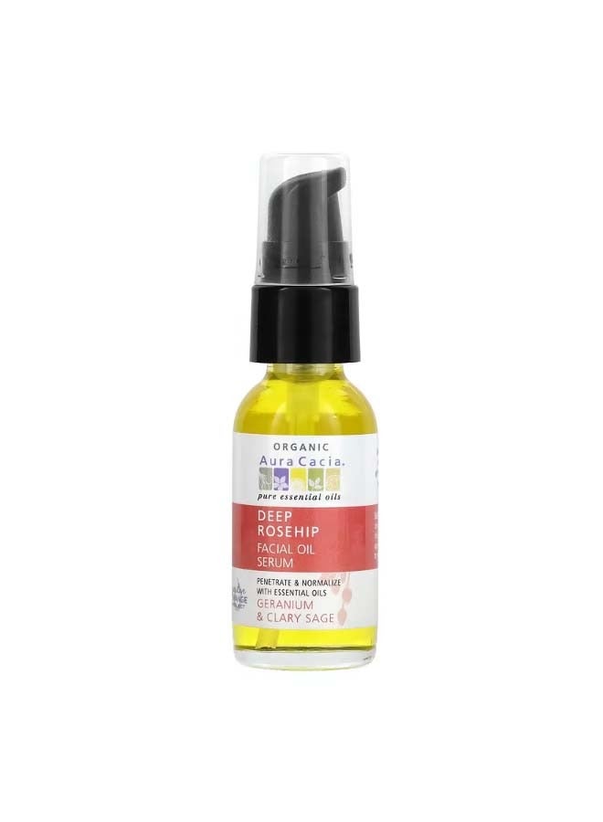 Organic Deep Rosehip Facial Oil Serum Geranium & Clary Sage 1 fl oz 30 ml