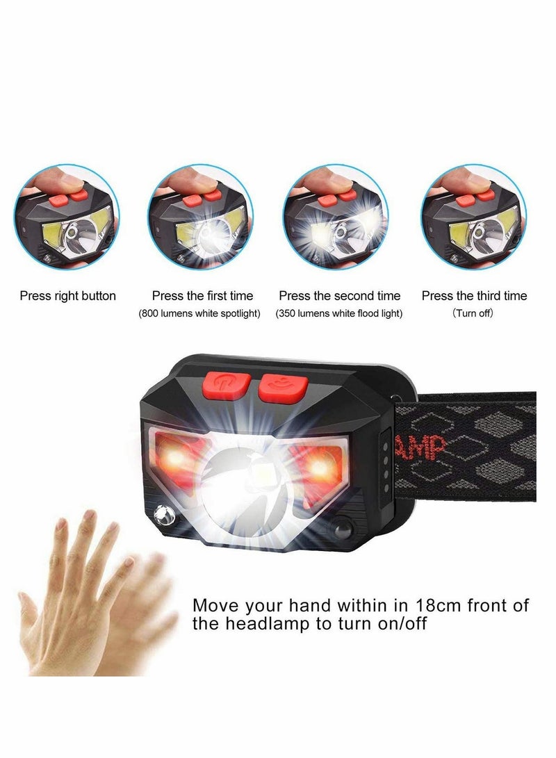 2 Pack LED Head Torch USB Rechargeable Headlamp Headlight Ultra Bright LED Headtorch Head Lamp with IPX45 Waterproof for Running Camping Hiking Climbing