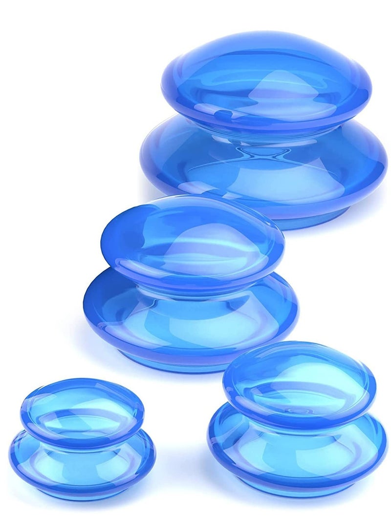 Cupping Set  Ultra Clear Blue Silicone Therapy for Cellulite Reduction and Myofascial Release - Massage Therapists and Home Use