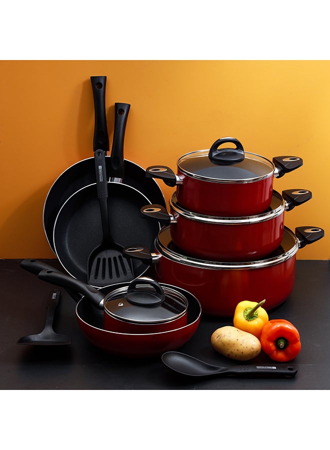 16-Piece Cookware Set Red/Clear ‎58 x 32.4 x 16.8cm