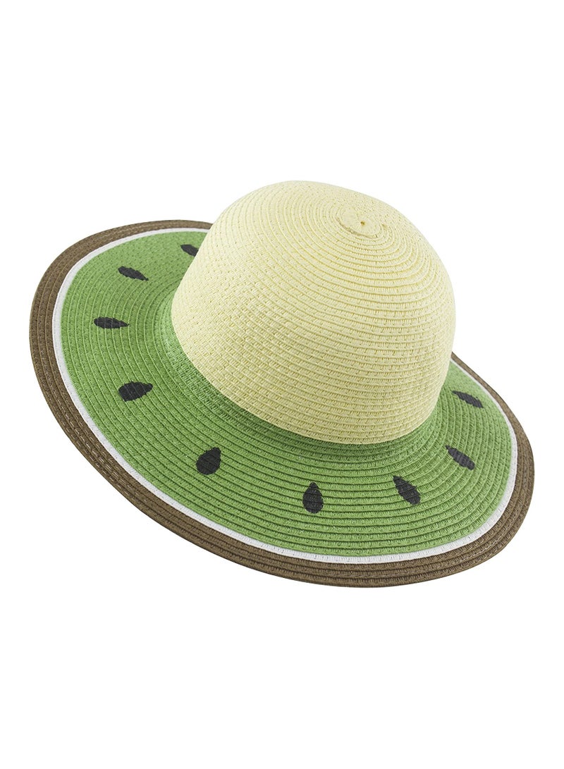 SYOSI Straw Sun Hat, Girl Kids Summer Watermelon Straw Wide Brim Floppy Beach Sun UV Protection, Green
