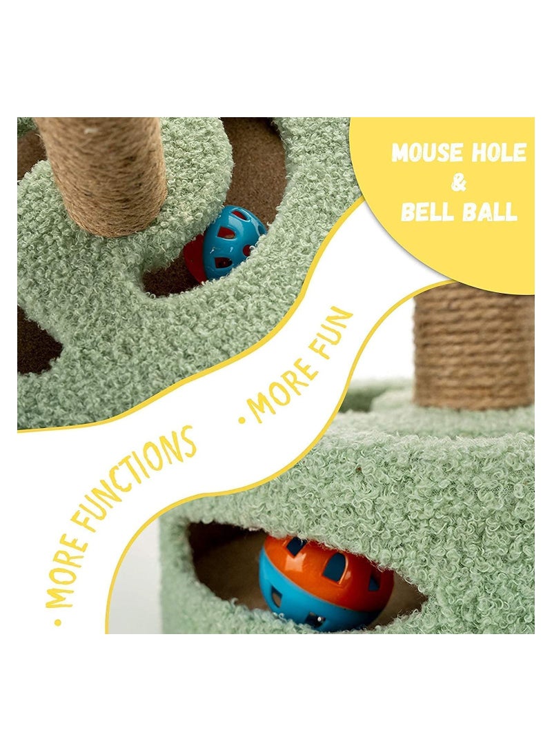 2 in 1 Cat Tree, Flower Cat Scratching Post, Cat Tower With Ball And Natural Sisal For Small Cats And Kittens