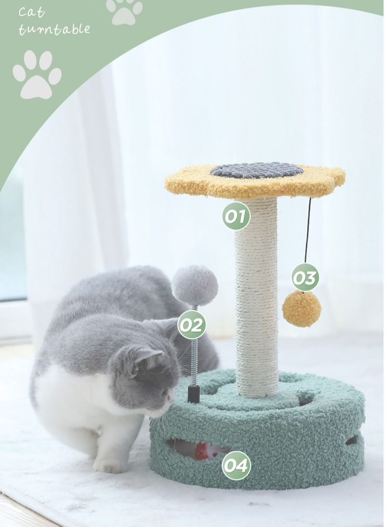 2 in 1 Cat Tree, Flower Cat Scratching Post, Cat Tower With Ball And Natural Sisal For Small Cats And Kittens