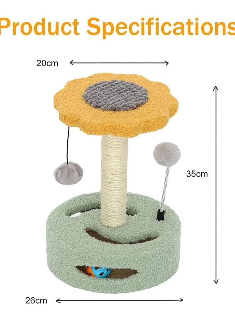 2 in 1 Cat Tree, Flower Cat Scratching Post, Cat Tower With Ball And Natural Sisal For Small Cats And Kittens