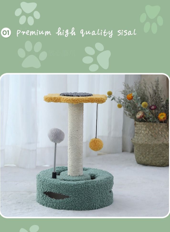 2 in 1 Cat Tree, Flower Cat Scratching Post, Cat Tower With Ball And Natural Sisal For Small Cats And Kittens