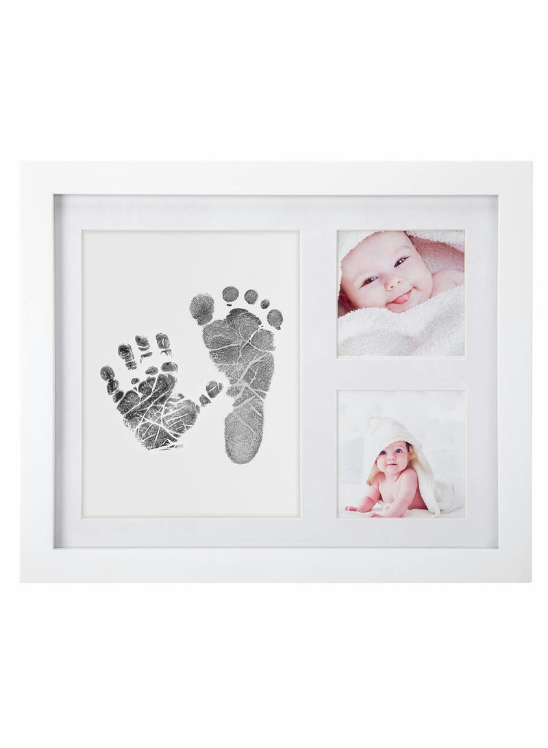 Baby Handprint and Footprint Kit, Baby Picture Frame with Ink, 3 Window No-Fold Square Photo Frame