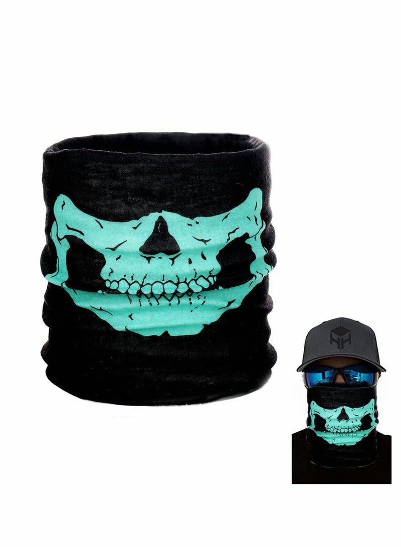Scarf Skull Half Face, Skeleton Motorcycle Scary Horror Party Halloween Mask Gift Skull print Multi-Purpose Scarf/Bandana/Mask For Men and Women