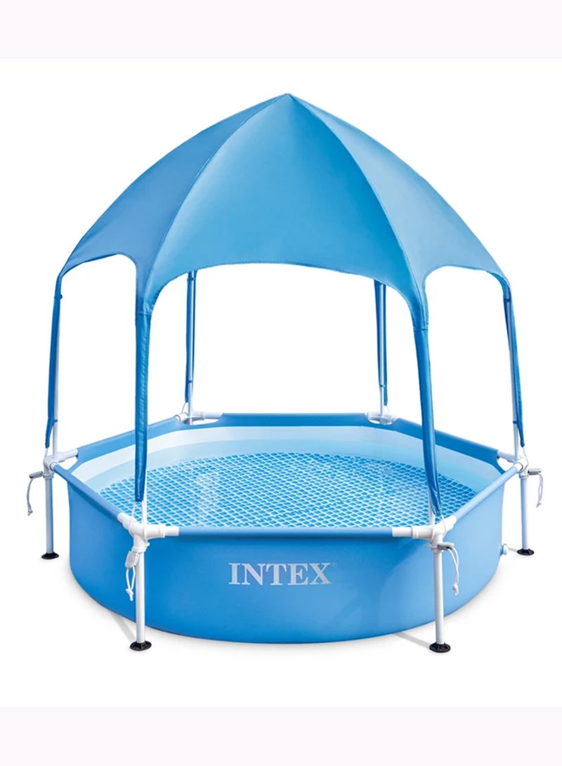 Canopy Metal Frame Pool - 1.83m x 38cm Sun-Shaded Water Play for Kids