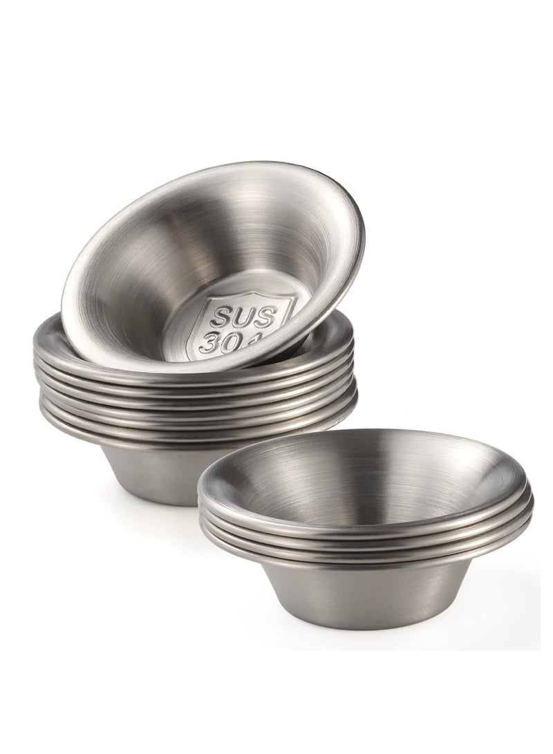Stainless Steel Sauce Cups, Round Condiments Ramekins Grade, Stainless Steel Ramekin Dipping Sauce Cup, Reusable Individual Condiment Container, for Home Party Restaurant Catering