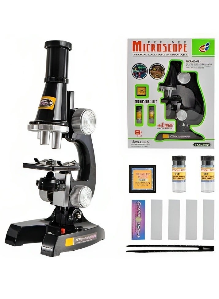 Scientific Microscope Kits for Beginner Science Experiment, Educational Toy with Prepared Slides for Children's, Magnification 450X 200X 100X for Simple Science Experiment, Wonderful Gifts for Kids