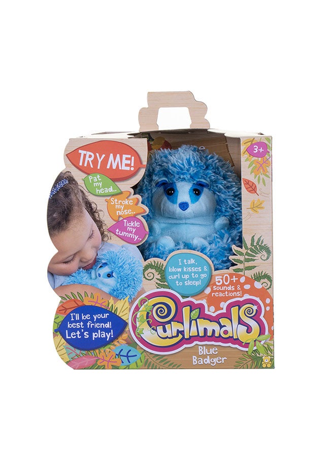Curlimals Interactive Plush Soft Toys For Kids - Blue