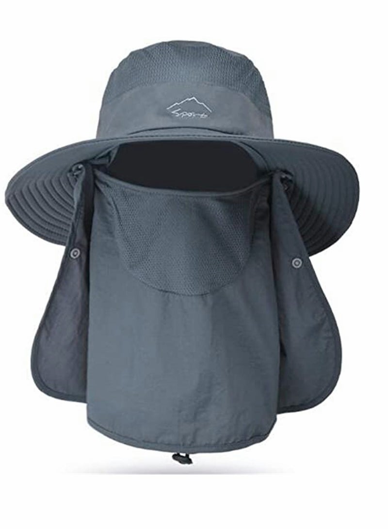 Fishing Hat, for Men & Women, Outdoor UV Sun Protection Wide Brim Hat with Face Cover, Neck Flap