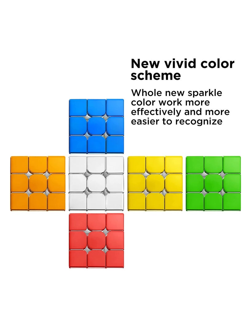 Magnetic Speed Rubix Cube SYOSI 3x3x3 Speed Cube for Cyclone Boys Original Mirror Reflective Stickerless Magic Cube Personalized Shiny Cube Puzzles for Kids Adults