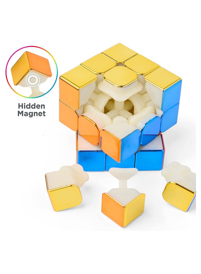 Magnetic Speed Rubix Cube SYOSI 3x3x3 Speed Cube for Cyclone Boys Original Mirror Reflective Stickerless Magic Cube Personalized Shiny Cube Puzzles for Kids Adults