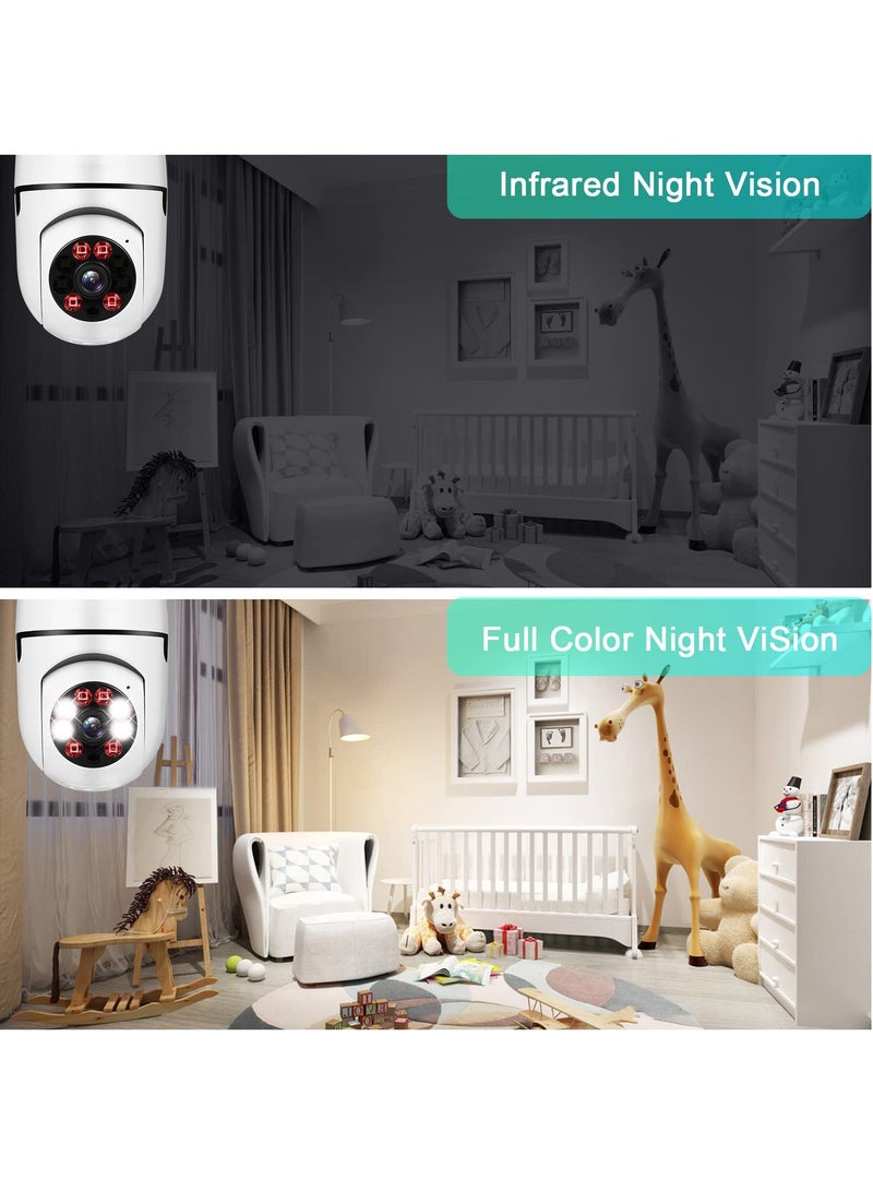 Wireless Home Camera (Pack of 2) 360 Degree Wireless WIFI Light Bulb Security Camera with Motion Detection and Two-Way Audio System